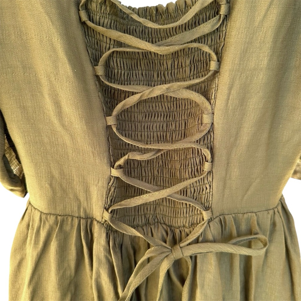 Scarlet Darkness Cold Shoulder Olive Green Maxi Dress - Picture 7 of 12